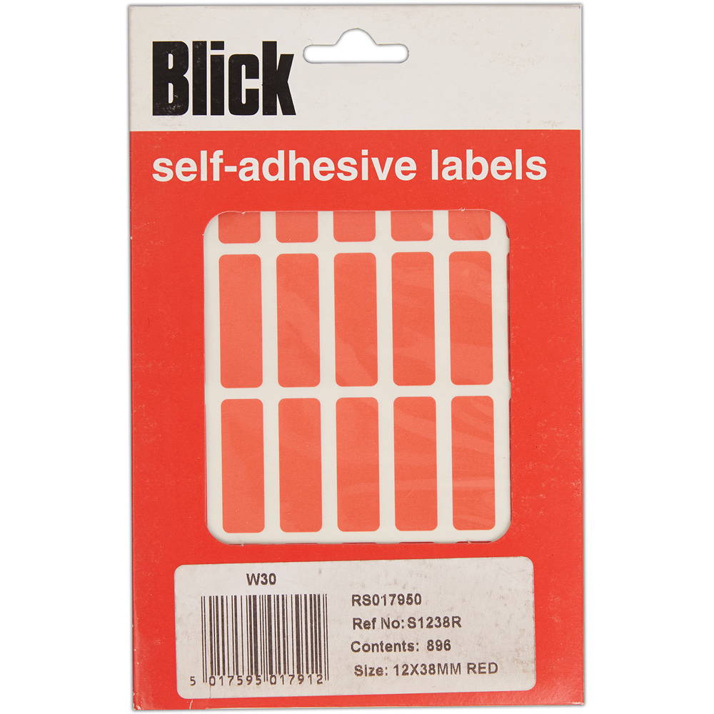 Blick Red Rectangular Self Adhesive Stickers 12 x 38mm 896 Pack | Wilko