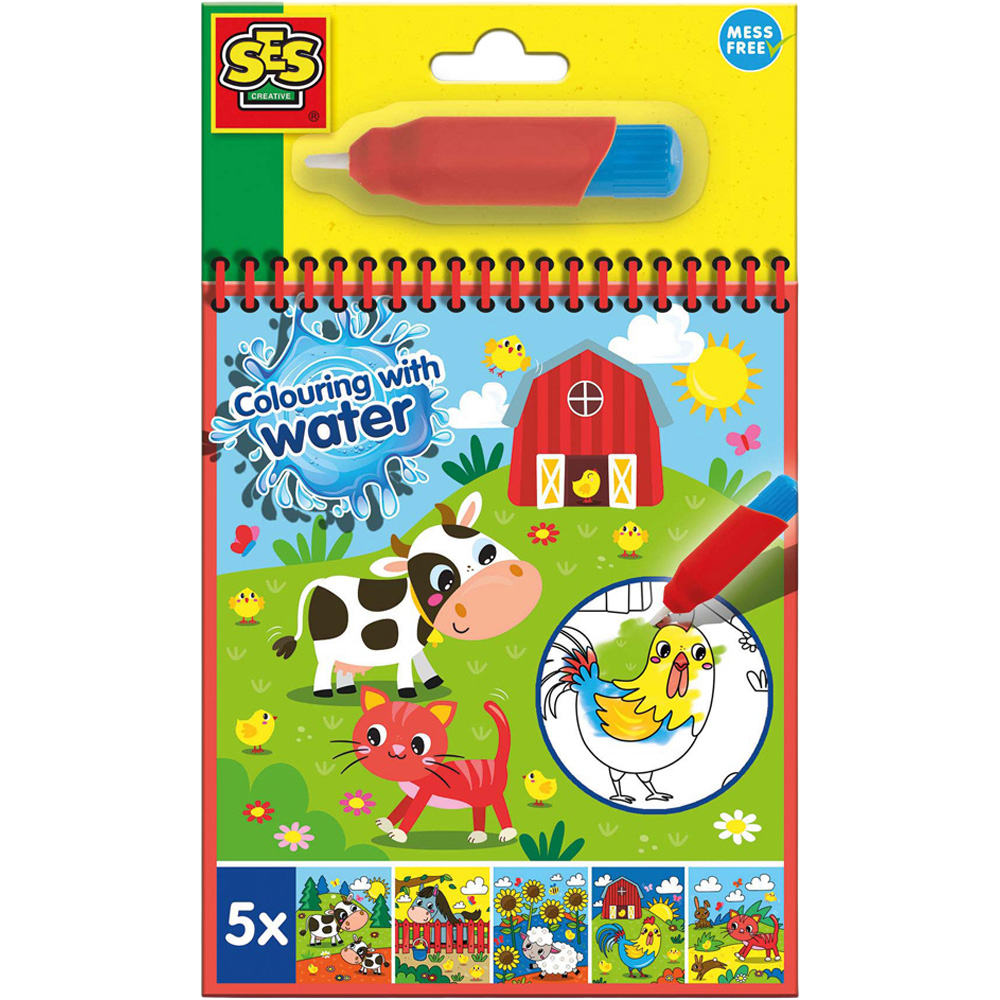 SES Creative Farm Colouring with Water Book with Brush | Wilko