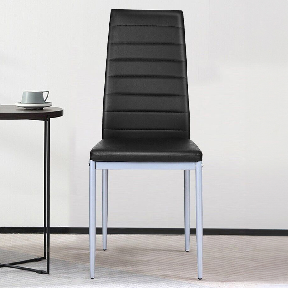 Costway Set of 4 Black High Back Dining Chairs | Wilko