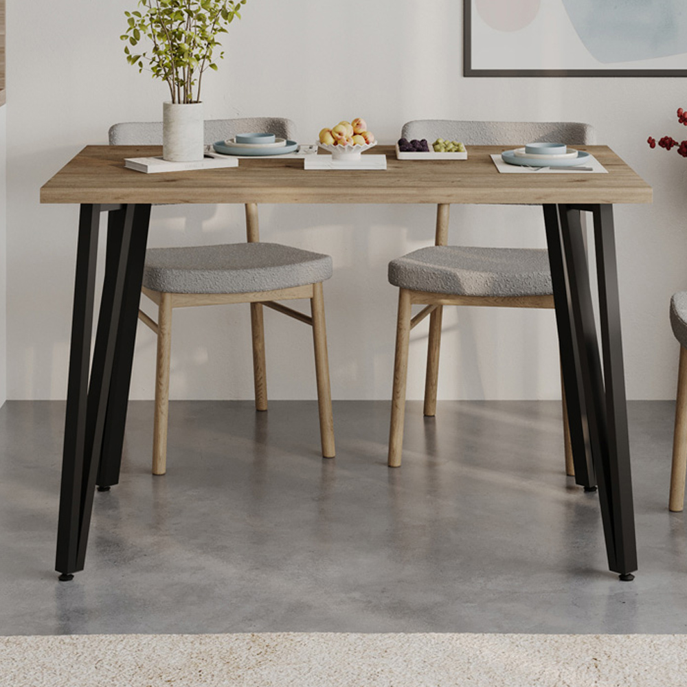 Decortie Xana 4 Seater Natural Oak Rectangular Modern Dining Table | Wilko