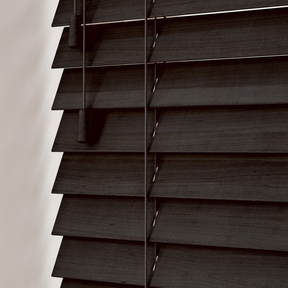 New Edge Blinds Wooden Venetian Blinds with Strings Dark Brown Oak 75cm ...