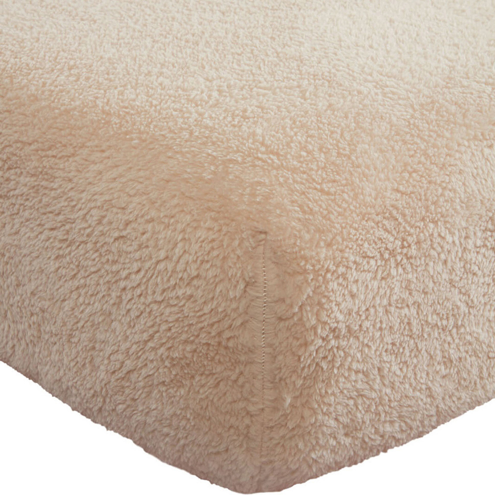 Single Natural Teddy Fleece Fitted Bed Sheet Wilko