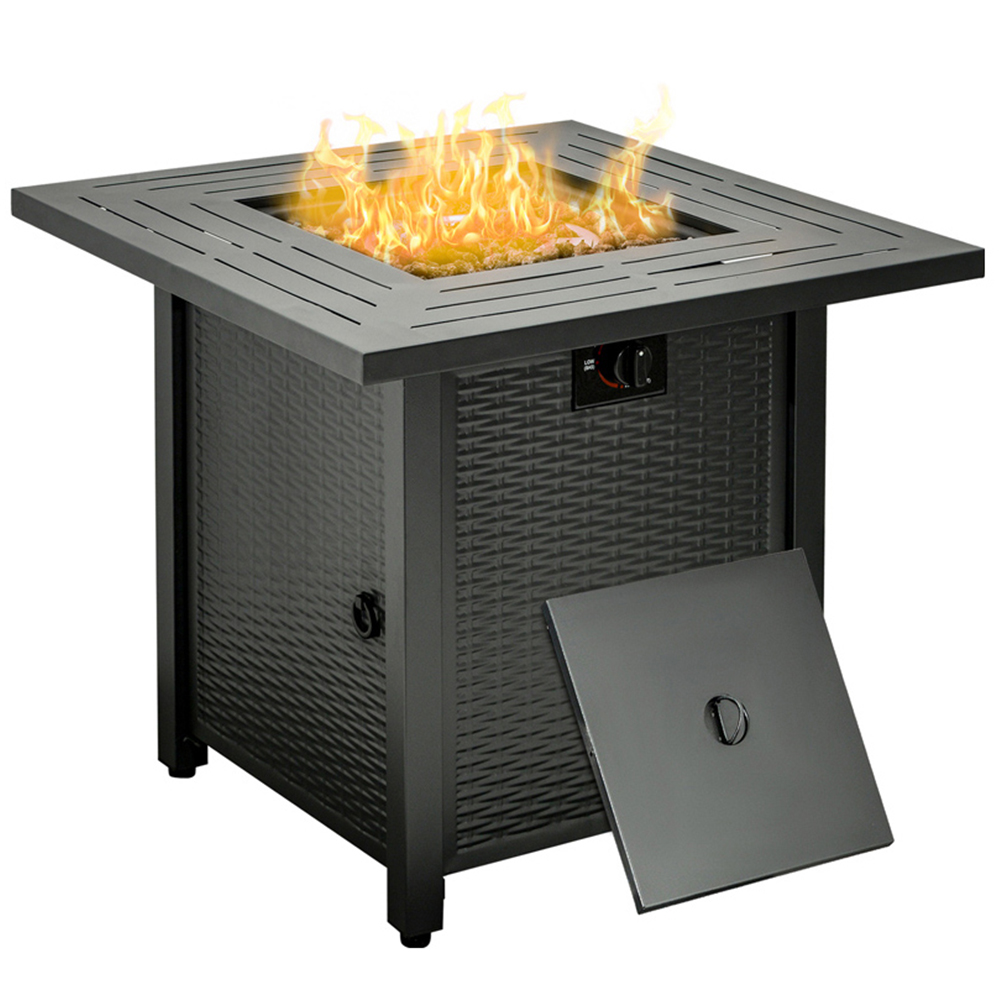 Outsunny Black 40000 BTU Fire Pit Table with Protective Cover Wilko