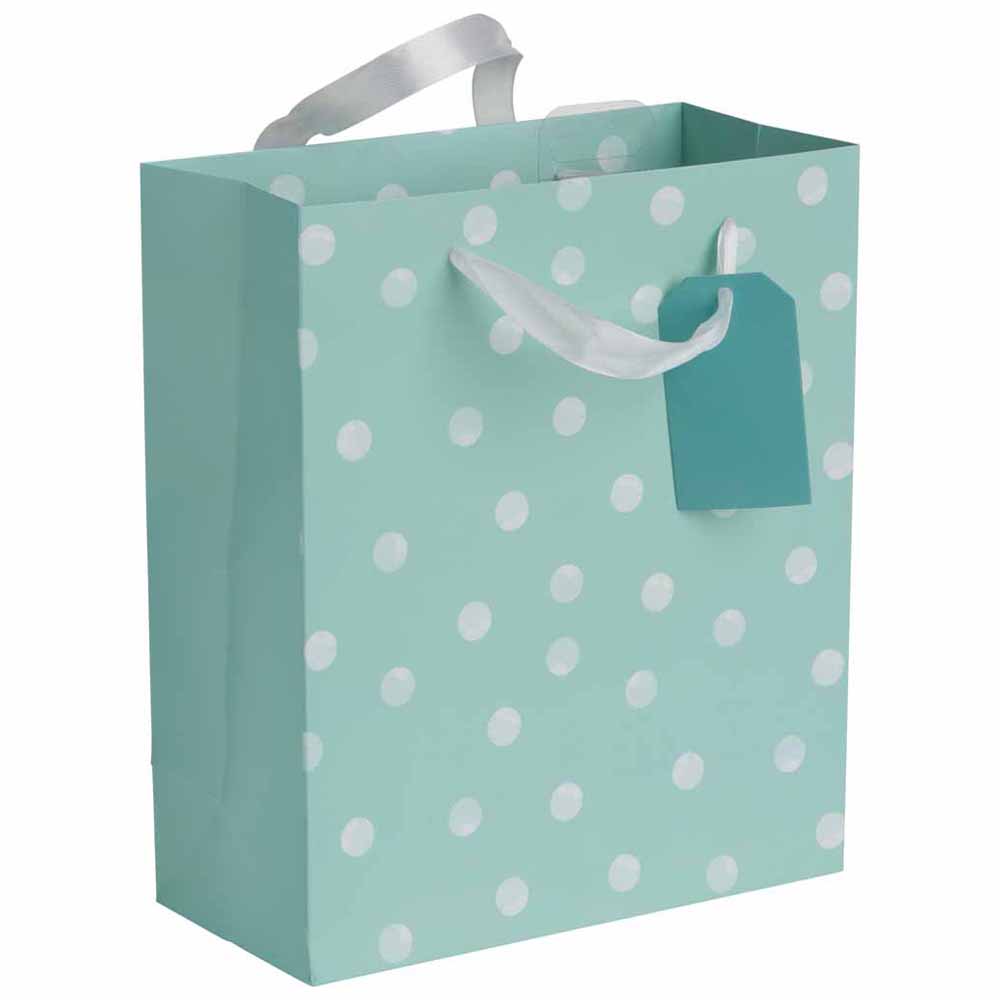 Wilko Medium Blue Spots Gift Bag Wilko