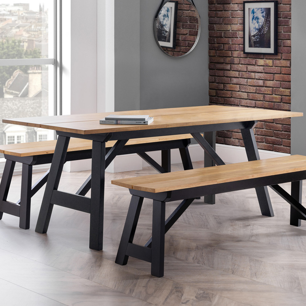 Julian Bowen Hockley 4 Seater Dining Table Black and Oak Wilko