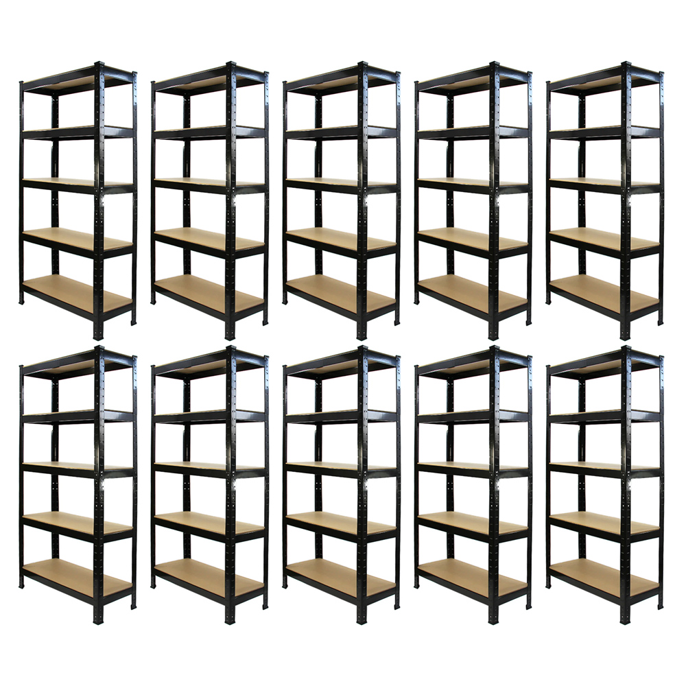 Monster Rack Storage Monster Racking T-Rax Heavy Duty Black Shelving Unit 75cm 10 Pack | Wilko