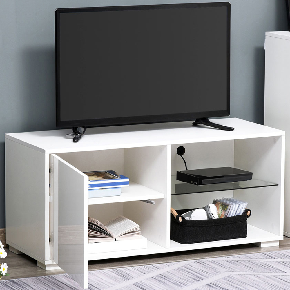 Portland Single Door 2 Shelf White TV Cabinet | Wilko