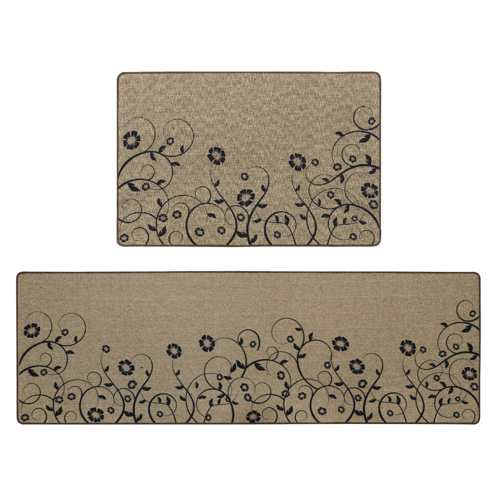 JVL Elegance Trailing Flower Door Mat and Runner Set 50 x 75cm and 50 x