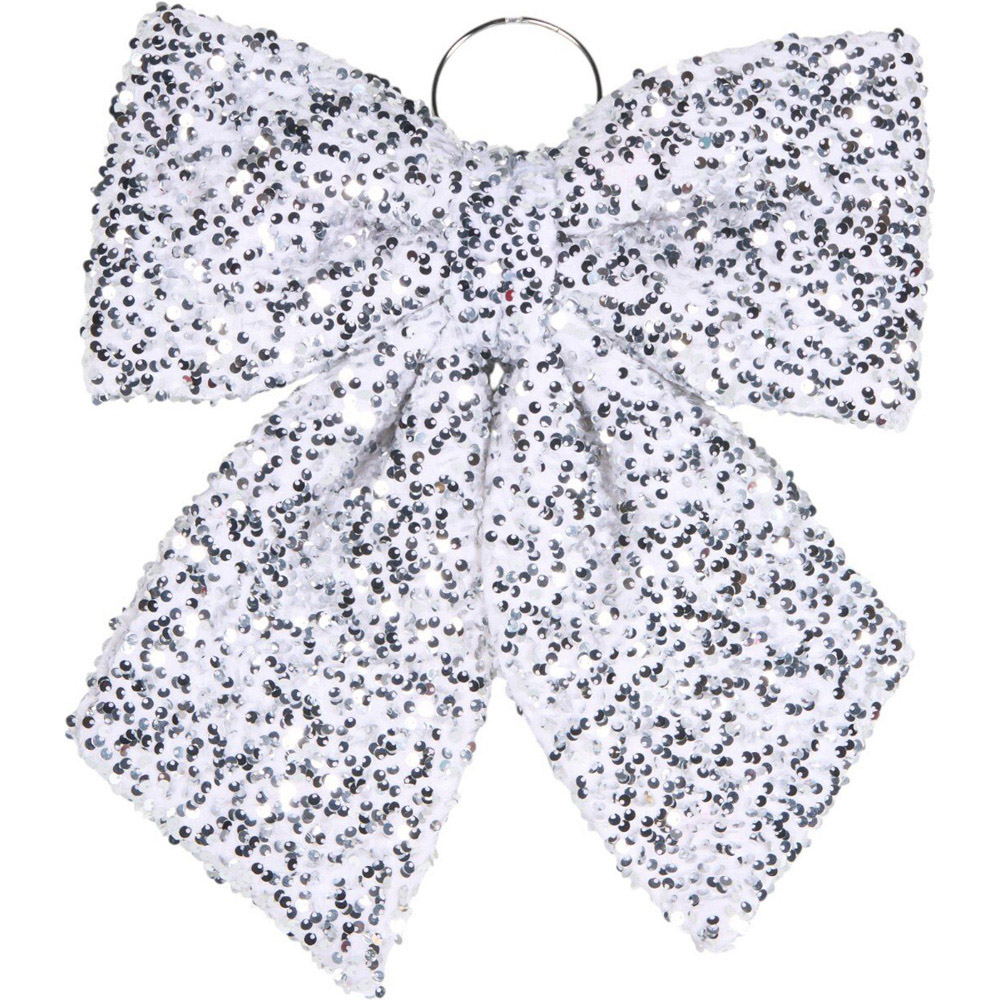 Sequin Sponge Bow Silver | Wilko