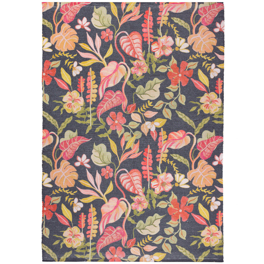 Ntu Rug Furn Tropical Bloom Black Floral Print Rug 120 x 170cm | Wilko