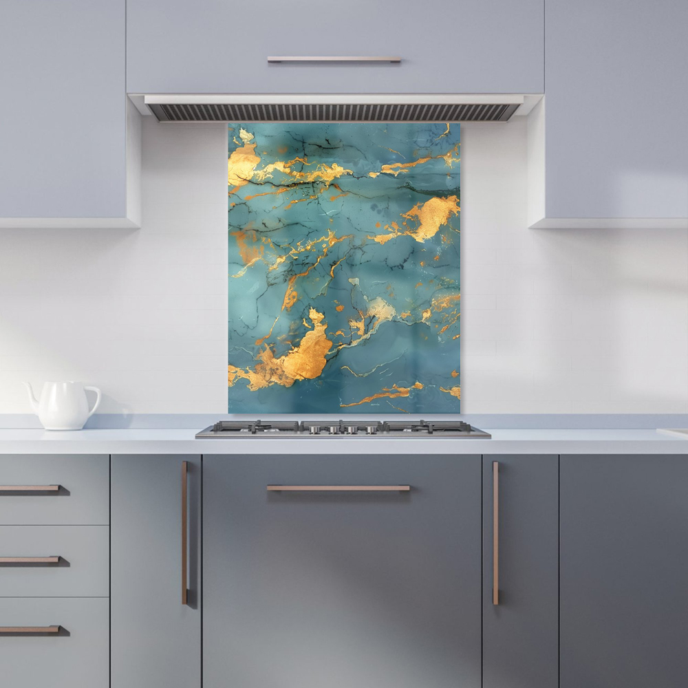 Warren Reed Black Marble Glass Kitchen Splashback – 6mm Toughened, Heat Resistant, Polished Edges