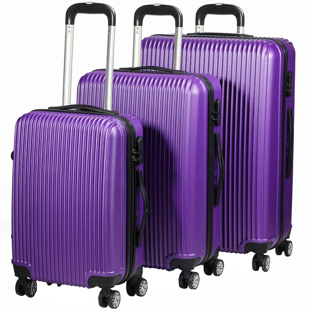 SA Products Purple Hard Shell Lightweight Luggage Set of 3 Wilko