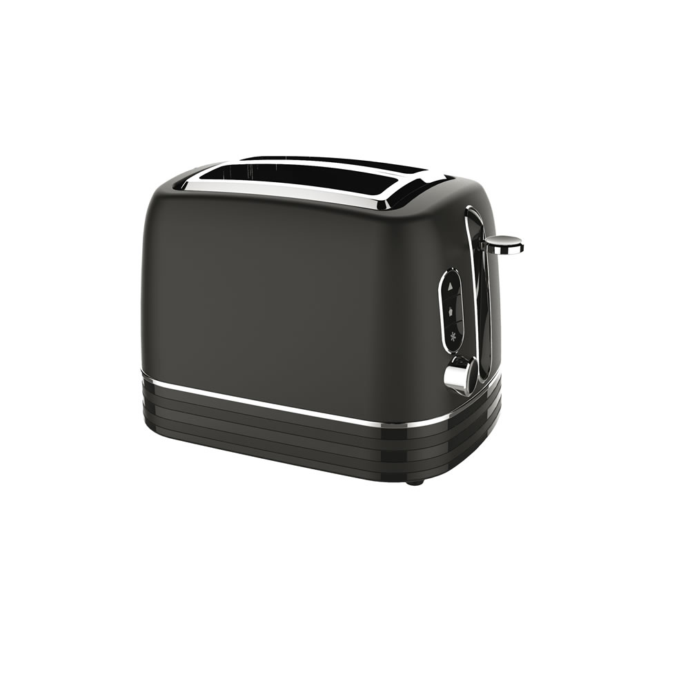 Wilko Matt Black and Chrome Retro 2 Slice Toaster Wilko