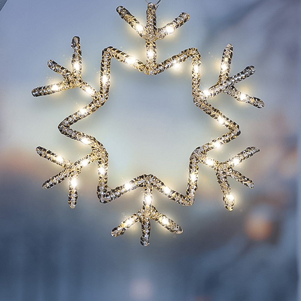 Xmas Haus LED Warm White Hanging Snowflake | Wilko