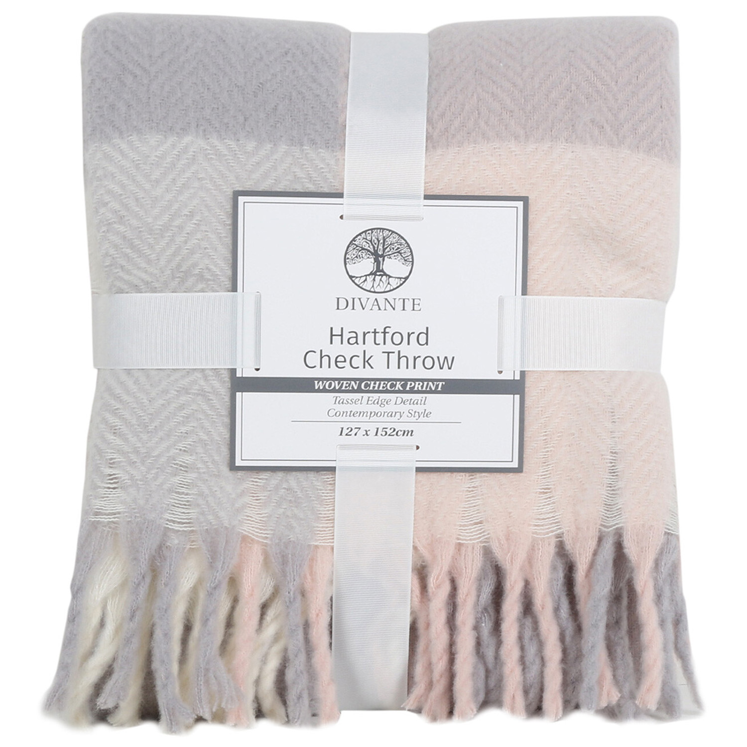 Divante Pink Hartford Check Throw 127 x 152cm Wilko