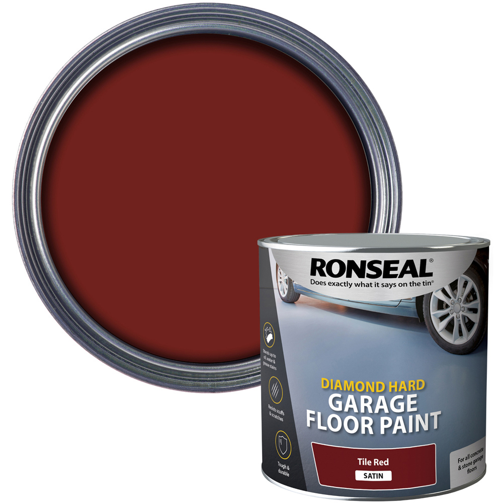 Ronseal Diamond Hard Tile Red Garage Floor Paint 2.5L | Wilko