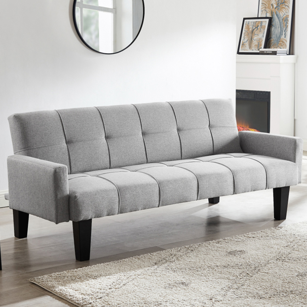 Home Detail Levine Double Sleeper Light Grey Fabric Sofa Bed | Wilko