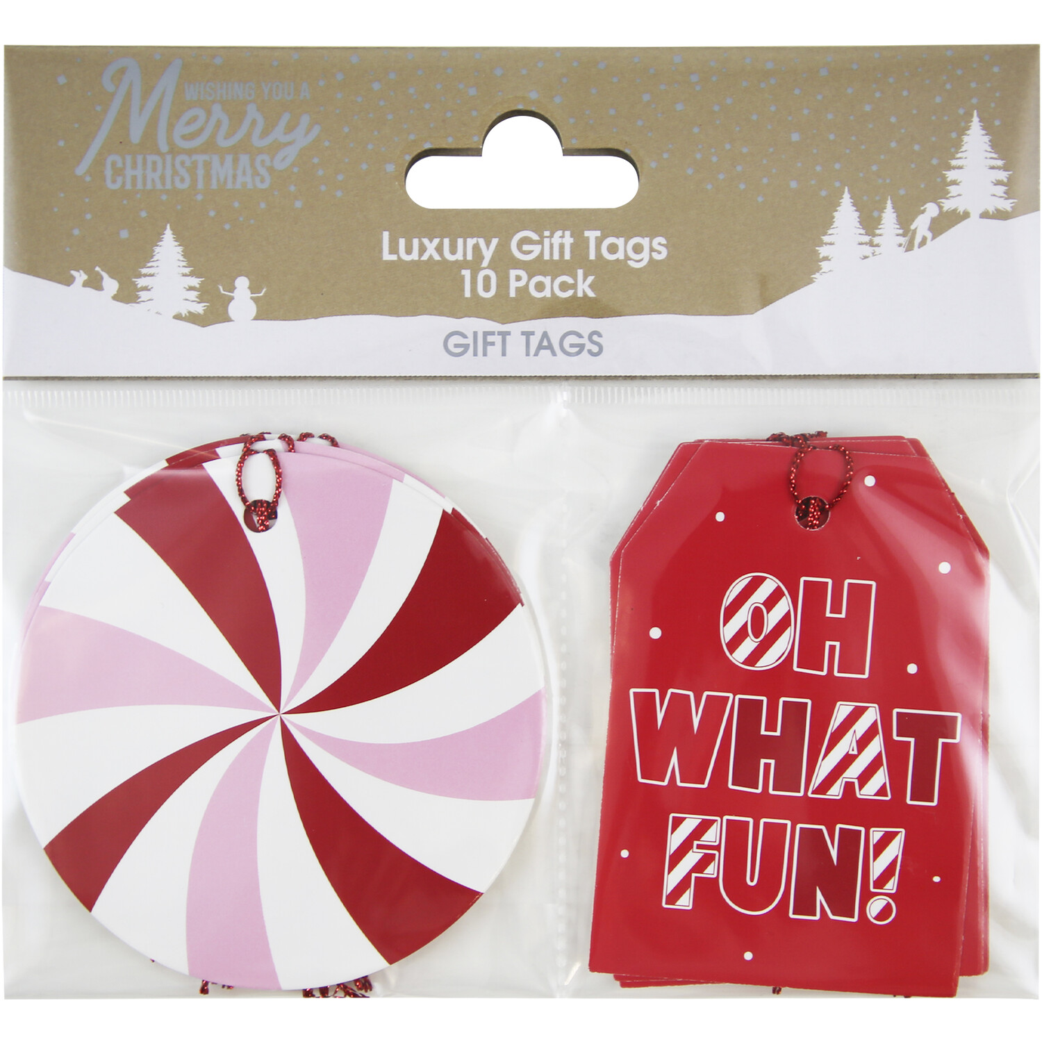 Pack of 10 Candy Cane Gift Tag | Wilko