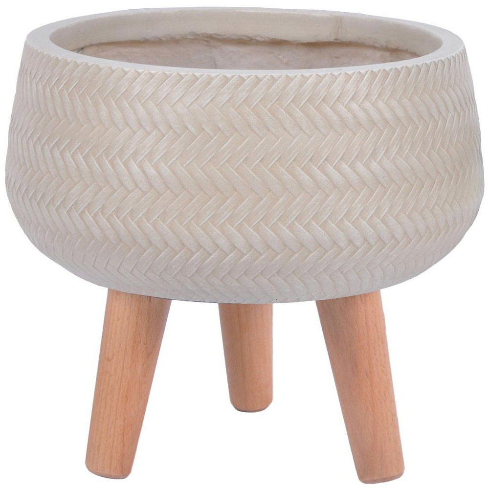 wilko Plaited Style Beige Indoor Bowl Plant Pot with Legs 26.5cm Wilko