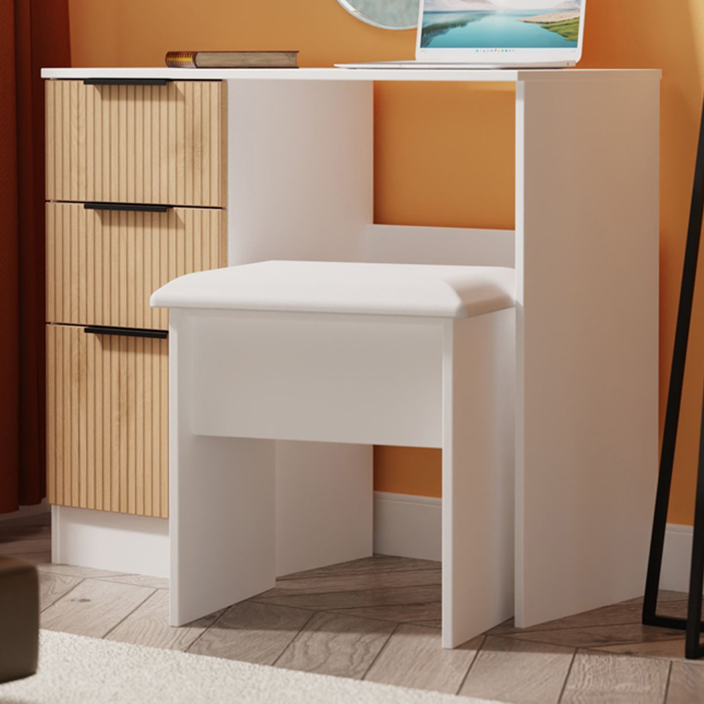 Crowndale Java 3 Drawer Slatt Effect and White Vanity Unit | Wilko