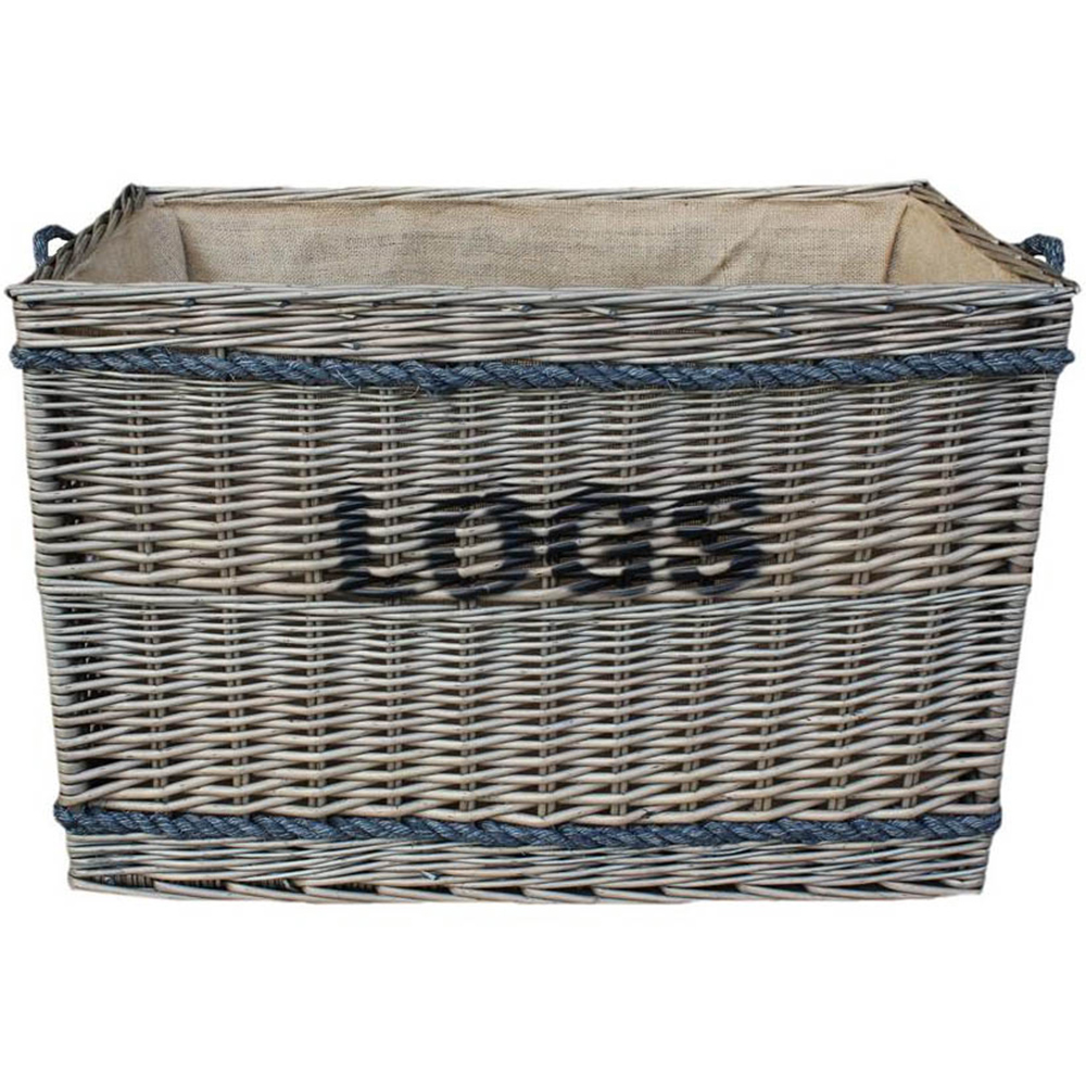 Red Hamper Large Rope Handle Wicker Log Basket Wilko