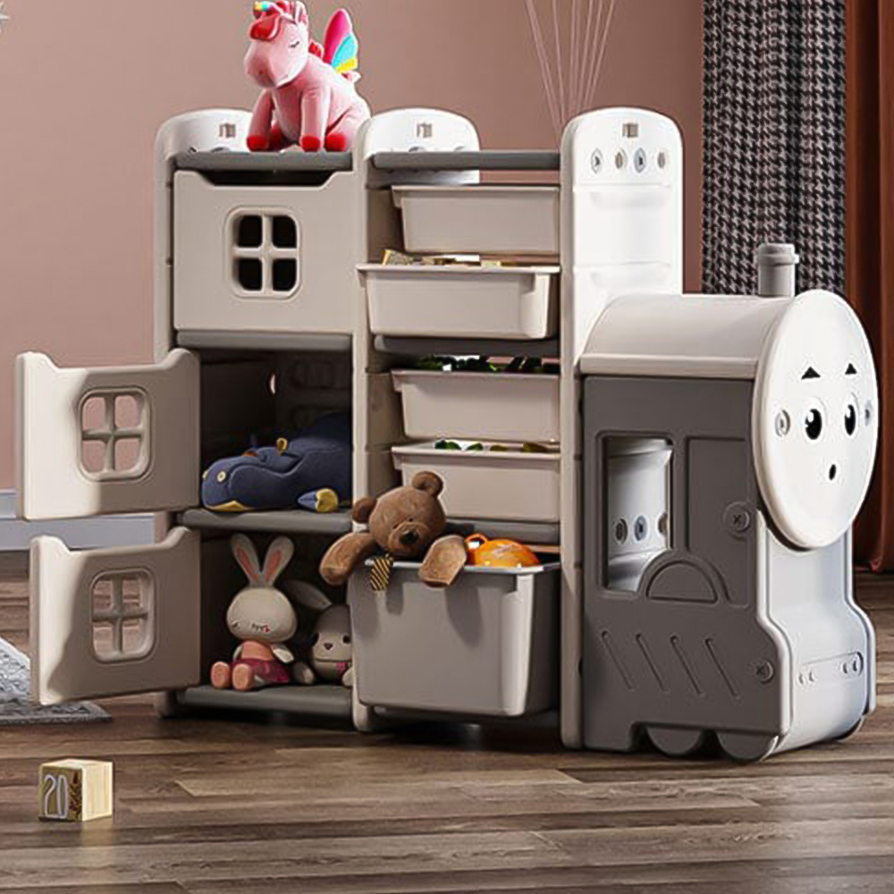 H&O Direct Cute Train Design Kids Storage Cabinet Set | Wilko