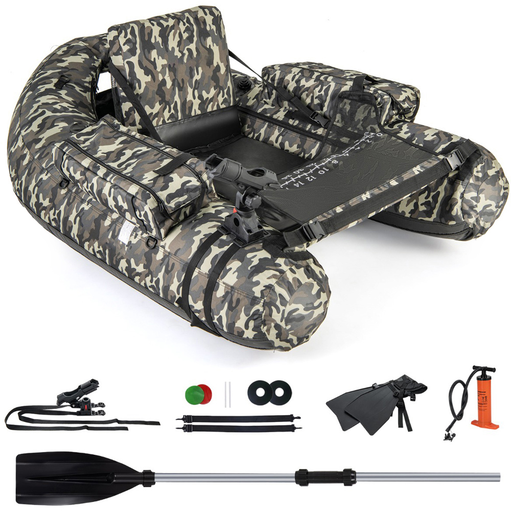 Costway Camouflage V-Shaped Fishing Float Tube with Adjustable Backpack ...