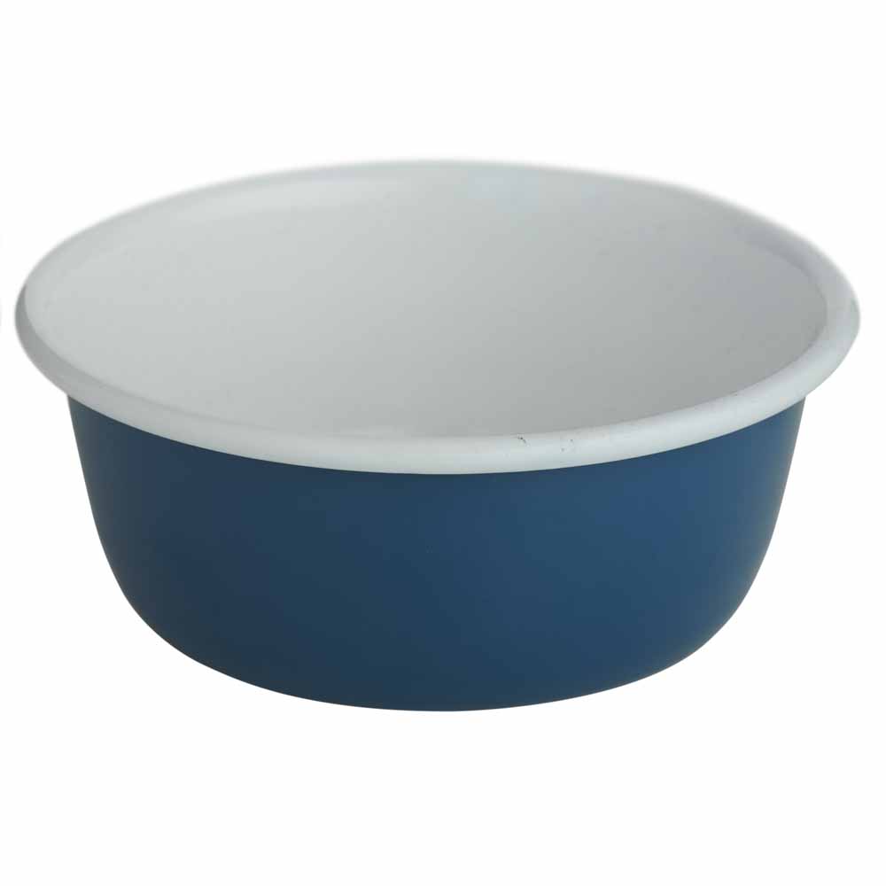 Wilko Enamel Round Bowl with Coloured Rim Wilko
