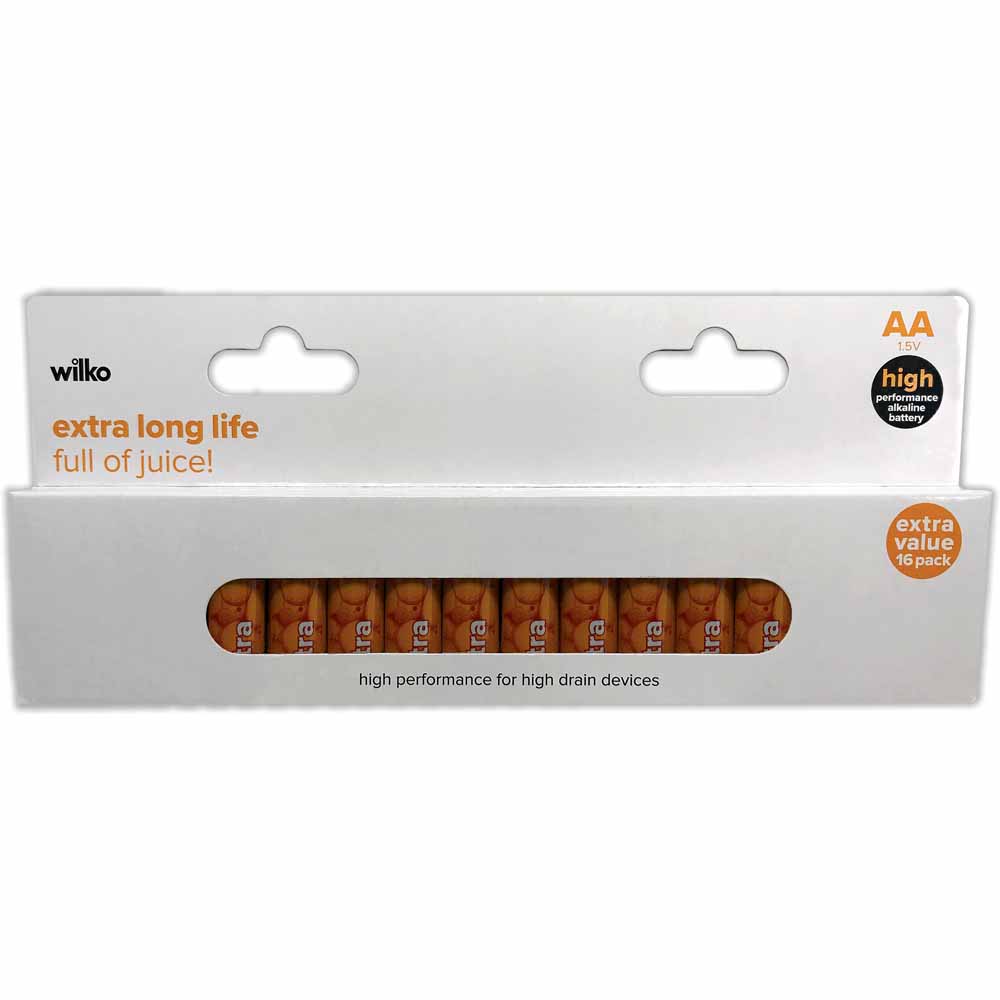 Wilko Extra Long Life AA 16 Pack Alkaline Batteries Wilko