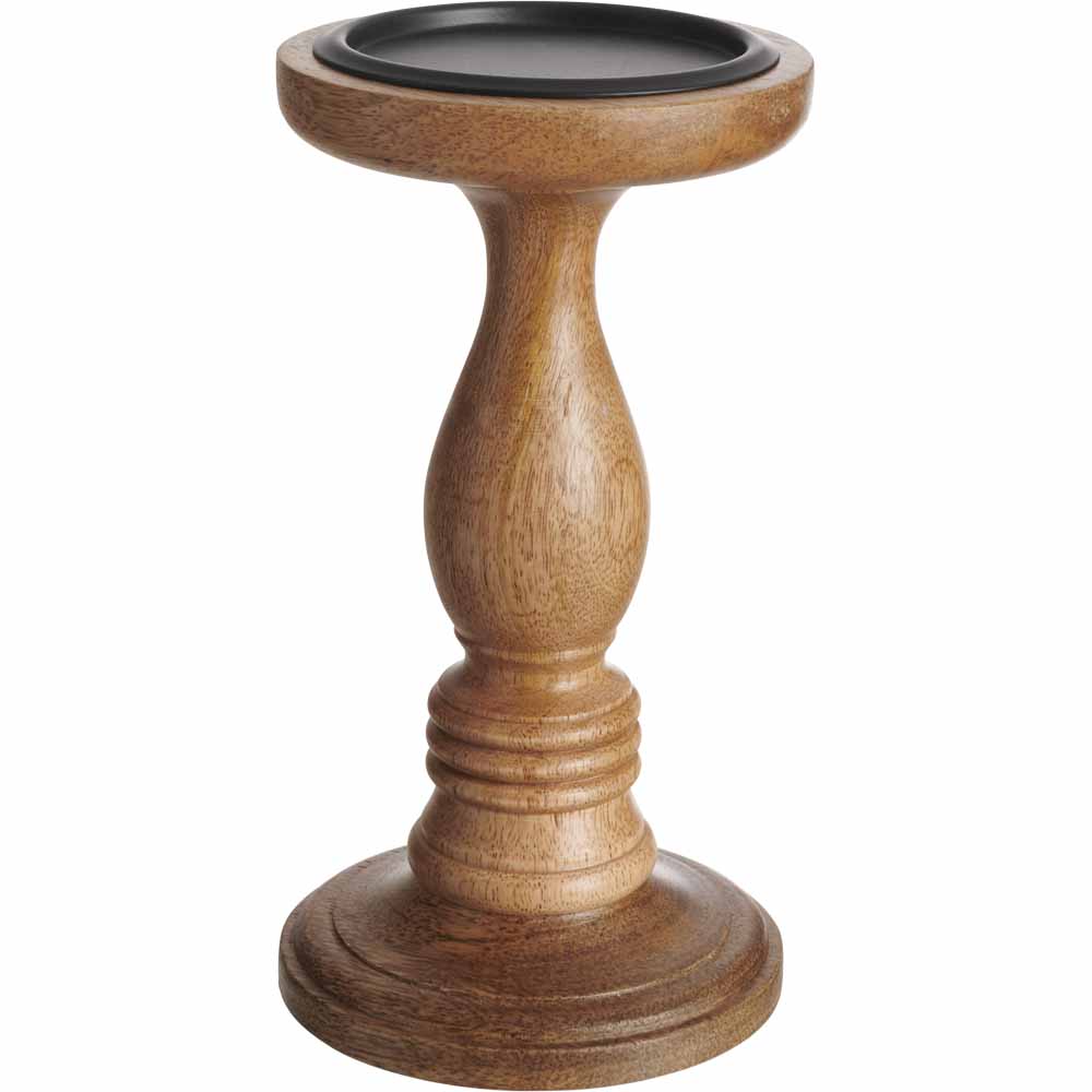Wilko Large Wooden Pillar Candle Holder Wilko