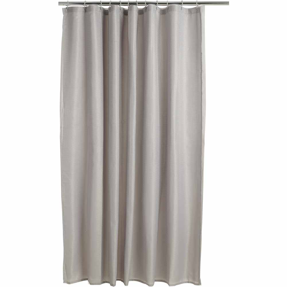Wilko Grey Waffle Shower Curtain Wilko