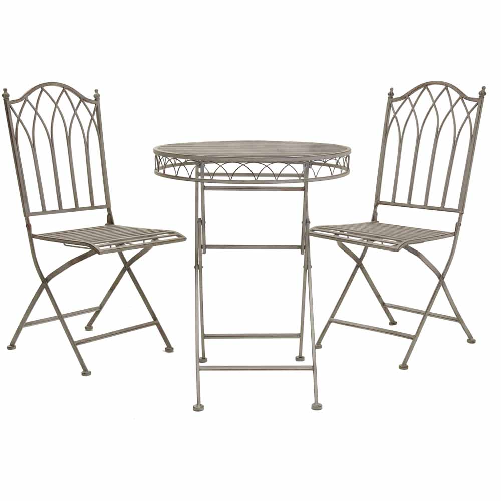 Charles Bentley Wrought Iron Bistro Set Grey Wilko