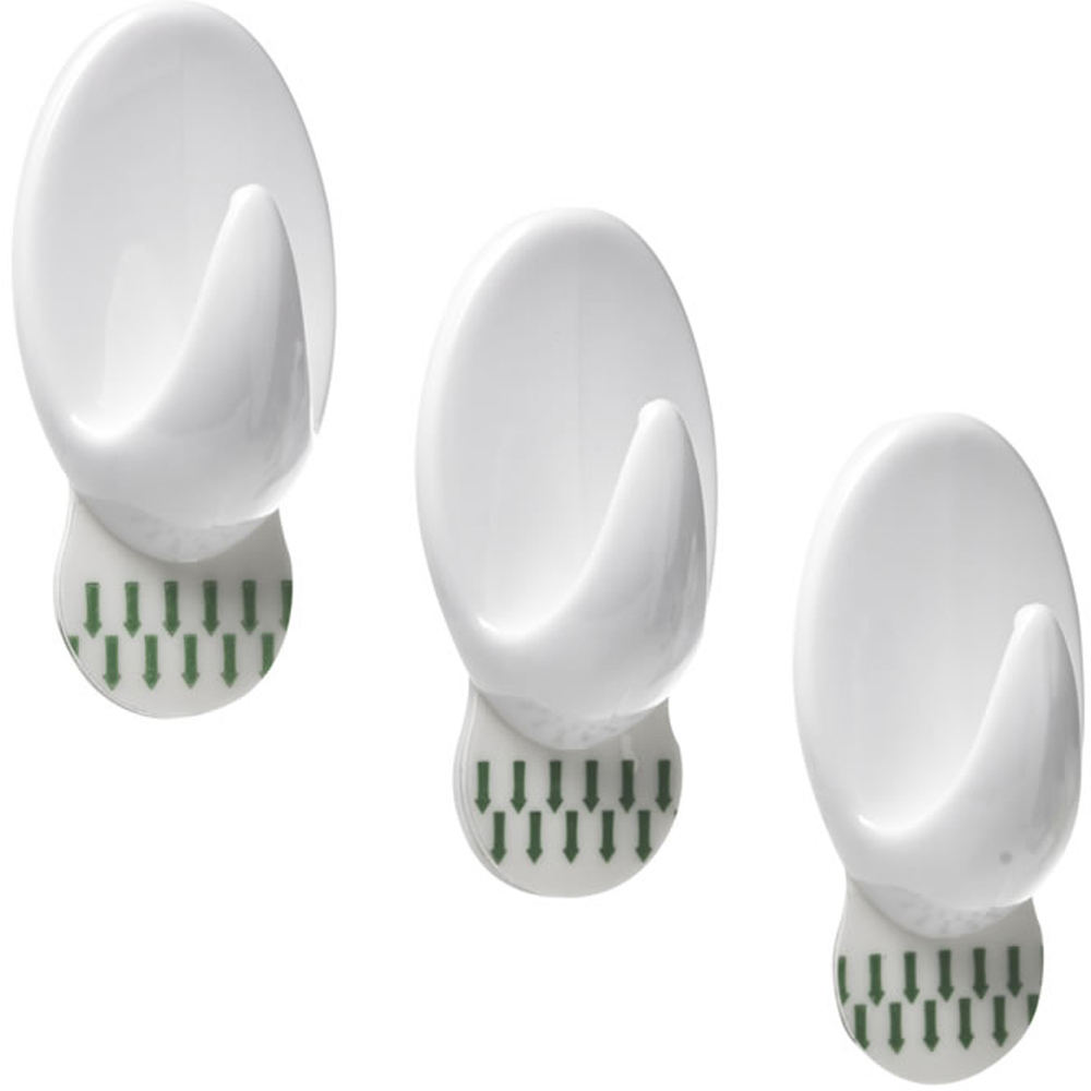 Wilko White Removable Oval Adhesive Hook 3 Pack