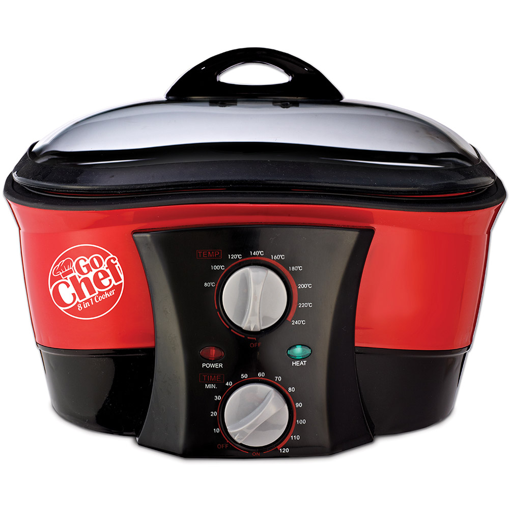 JML 8 in 1 Red and Black 5L Go Cooker 1500W