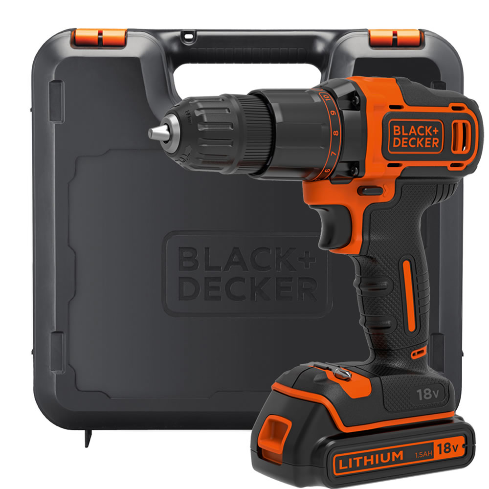 BLACK+DECKER 18V 400mA Lithium-Ion Hammer Drill with Battery and Kit Box