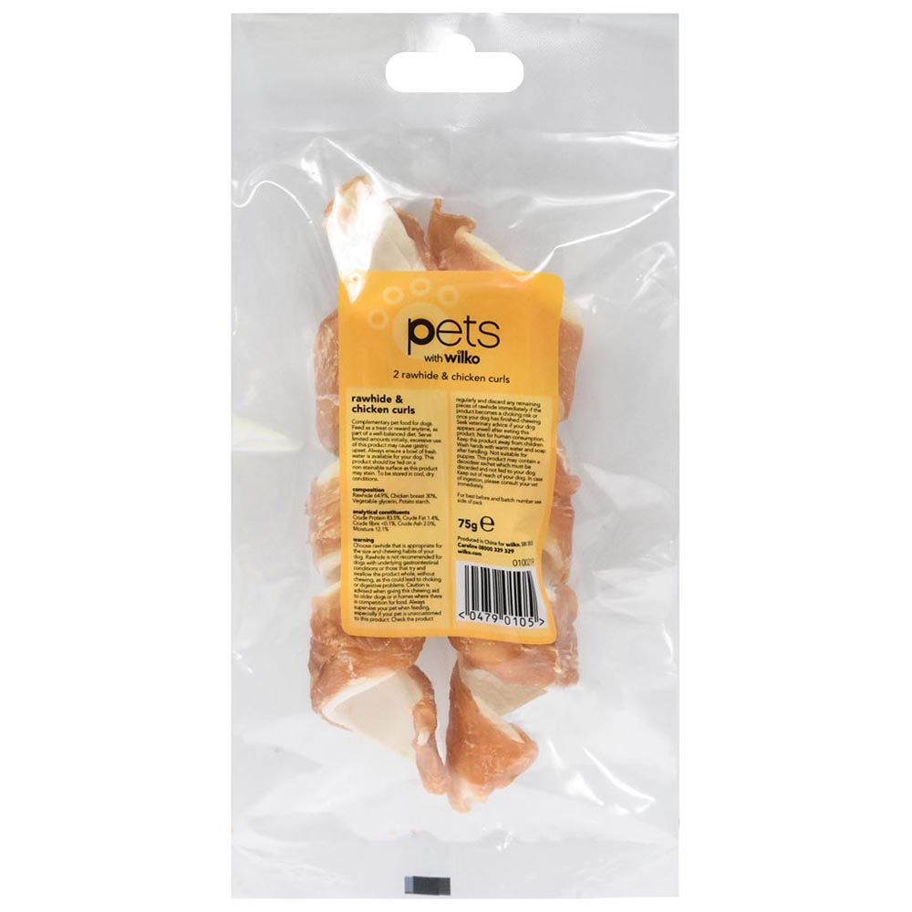 Wilko Rawhide and Chicken Curls 2pk