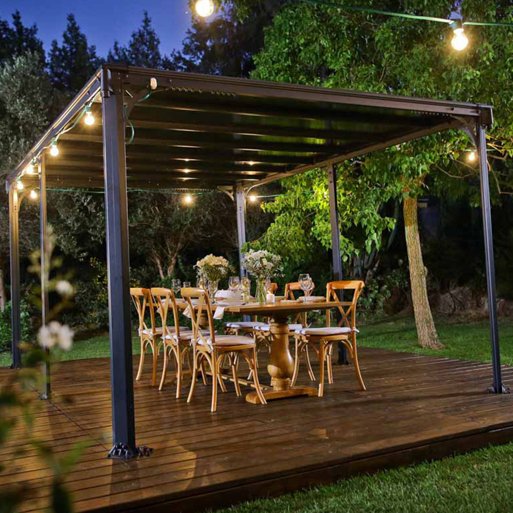 Palram Milano 4300 Garden Gazebo - 4.3m x 3m - Grey Bronze