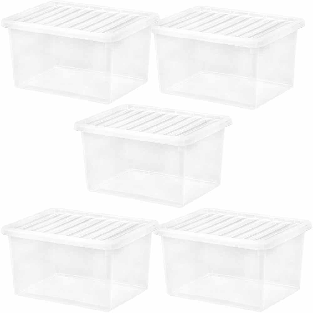 Wham 37L Clear Crystal Box and Lid Pack of 5