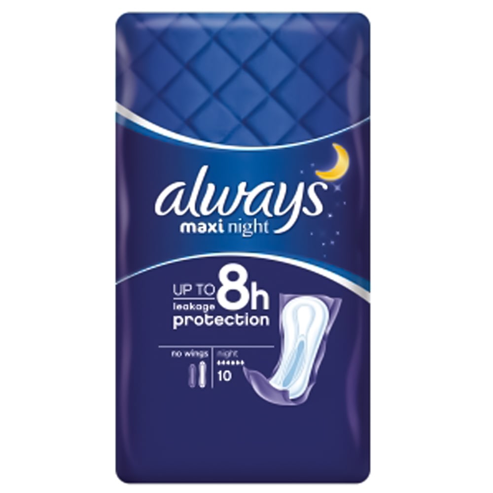 Always Maxi Night Sanitary Towel - 10 Pack - Absorbency 6 - White