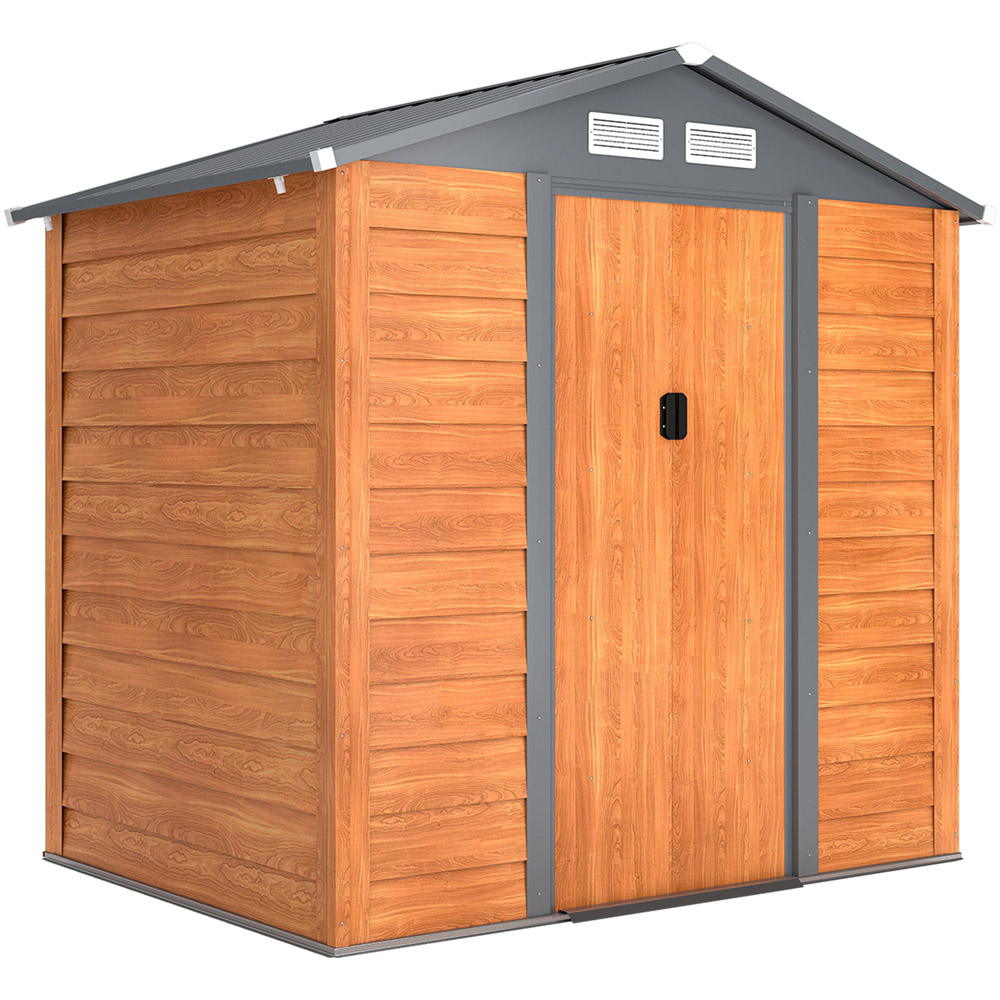 Outsunny 5 x 6.5ft Brown Wood Effect Metal Apex Garden Shed