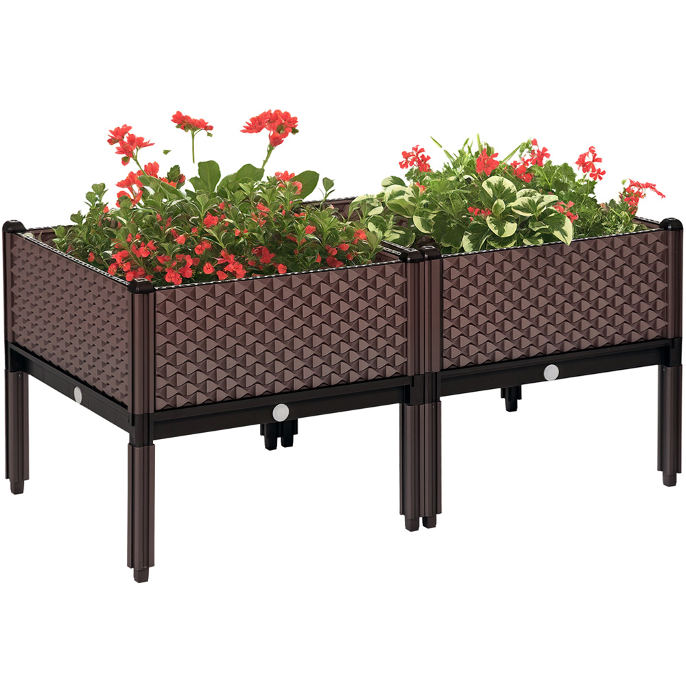 Outsunny Brown Raised Garden Bed Planter 2 Pack