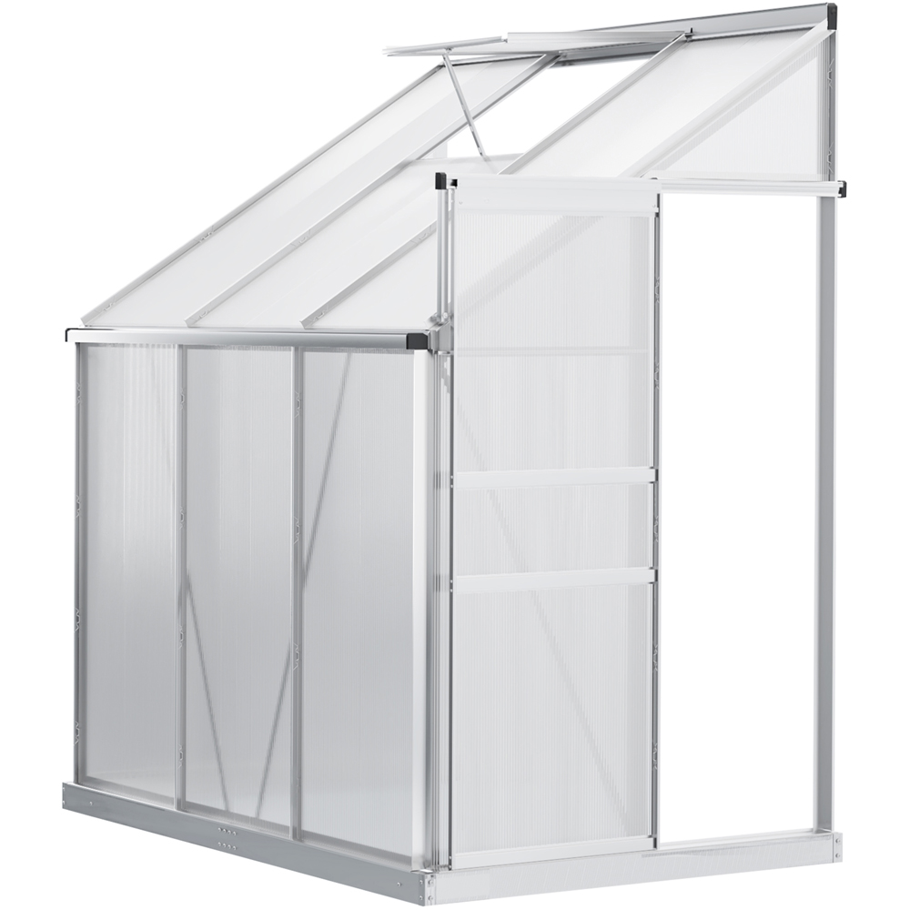 Outsunny 6 x 4ft Lean to Wall Polycarbonate Aluminium Walk-In Greenhouse