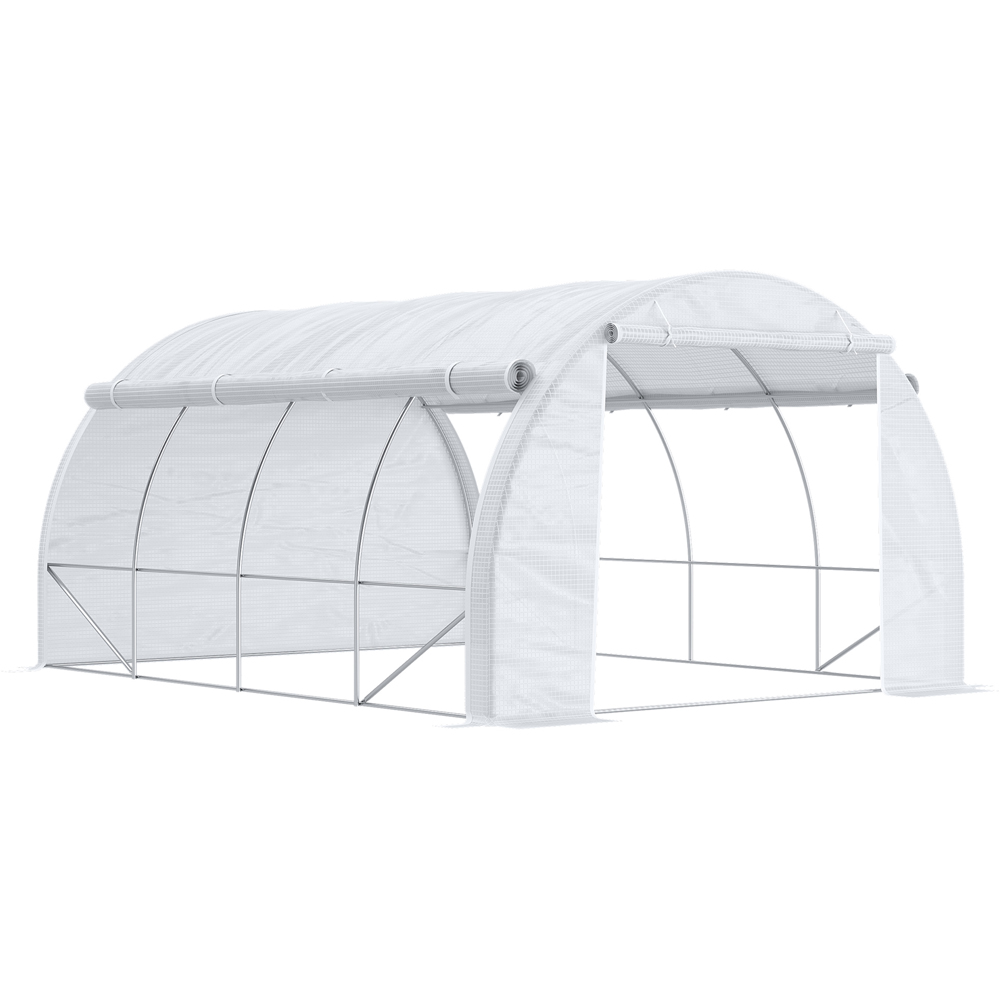 Outsunny White Plastic 10 x 13ft Polytunnel Greenhouse