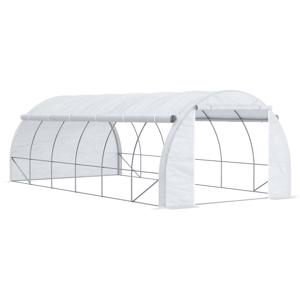 Outsunny White Plastic 10 x 19.5ft Polytunnel Greenhouse