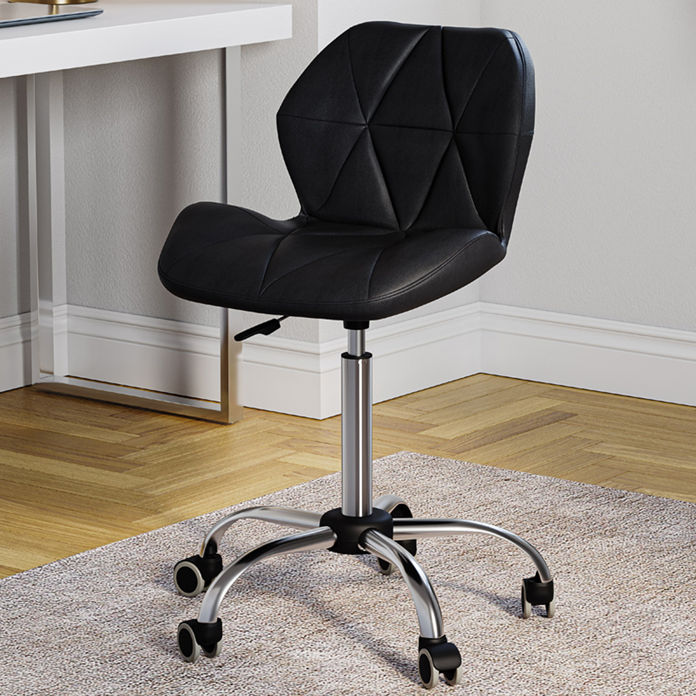 VIDA DESIGNS Geo Black PU Faux Leather Swivel Office Chair