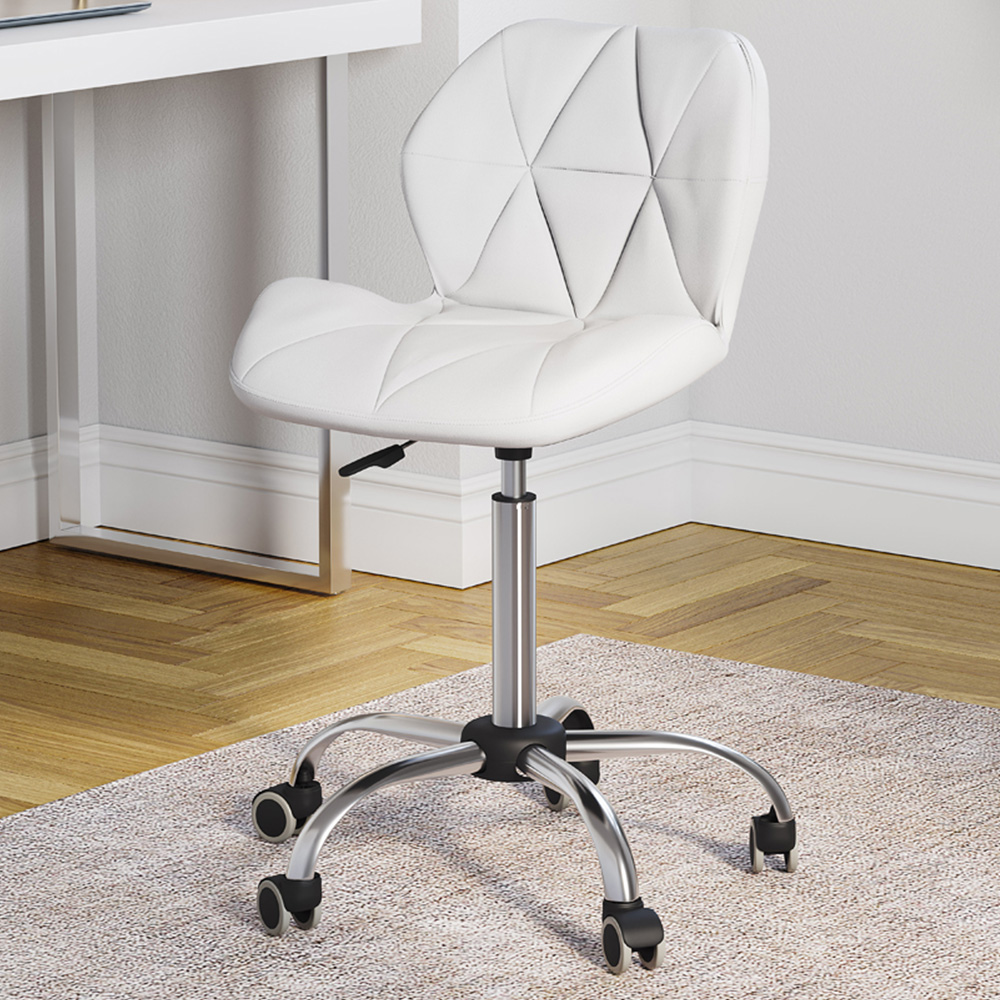 VIDA DESIGNS White PU Faux Leather Swivel Office Chair