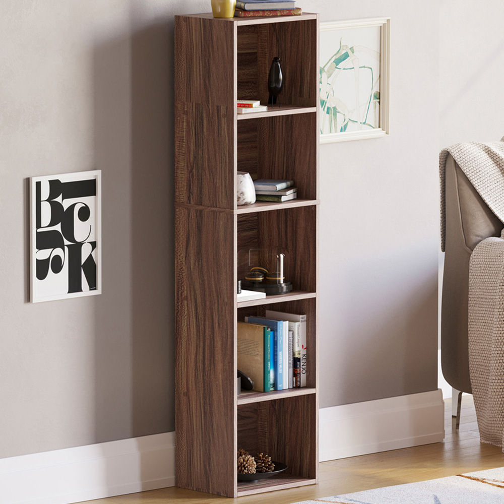 VIDA DESIGNS Oxford 5 Shelf Walnut Cube Bookcase