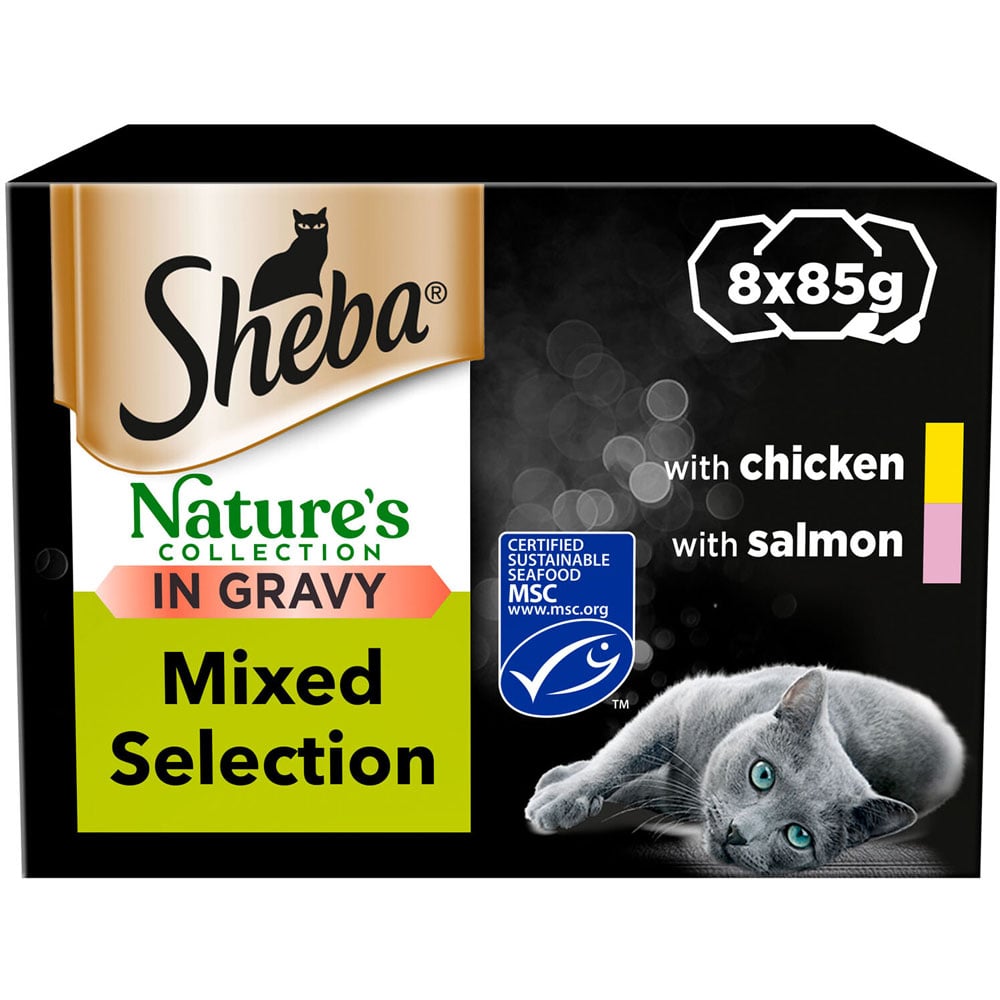 Sheba Natures Collection Chicken and Salmon Mixed in Gravy Adult Cat Food 85g 8 Pack