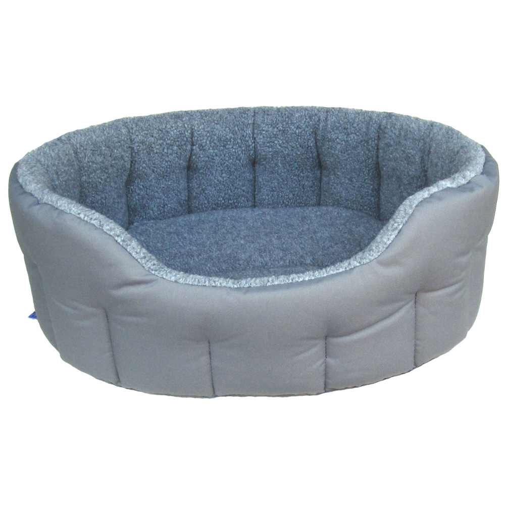 P&L Large Grey Premium Bolster Dog Bed - Polyester/Fleece - Machine Washable