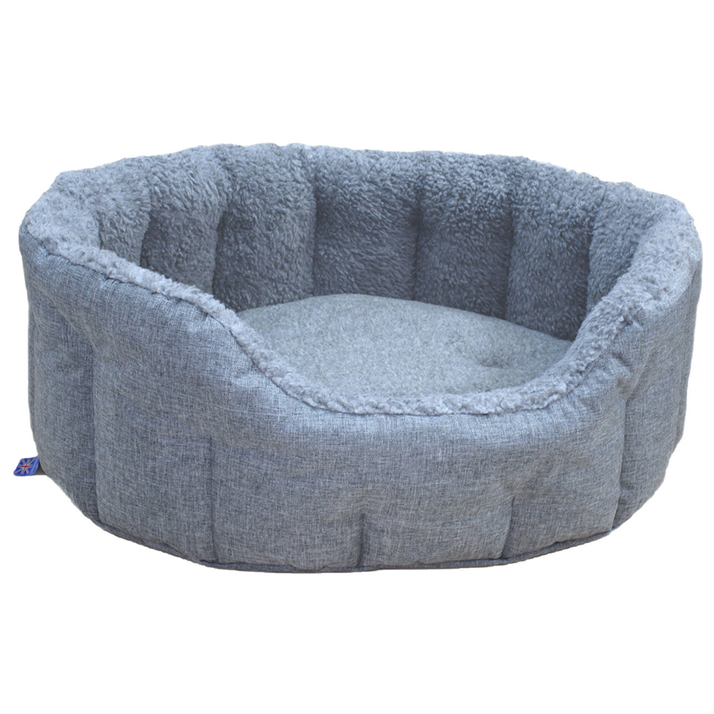 P&L Large Charcoal Premium Bolster Dog Bed - Polyester/Fleece - Grey